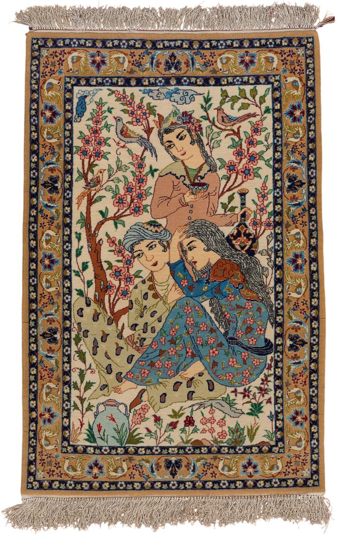 Persian Isfahan Wool and Silk Rug