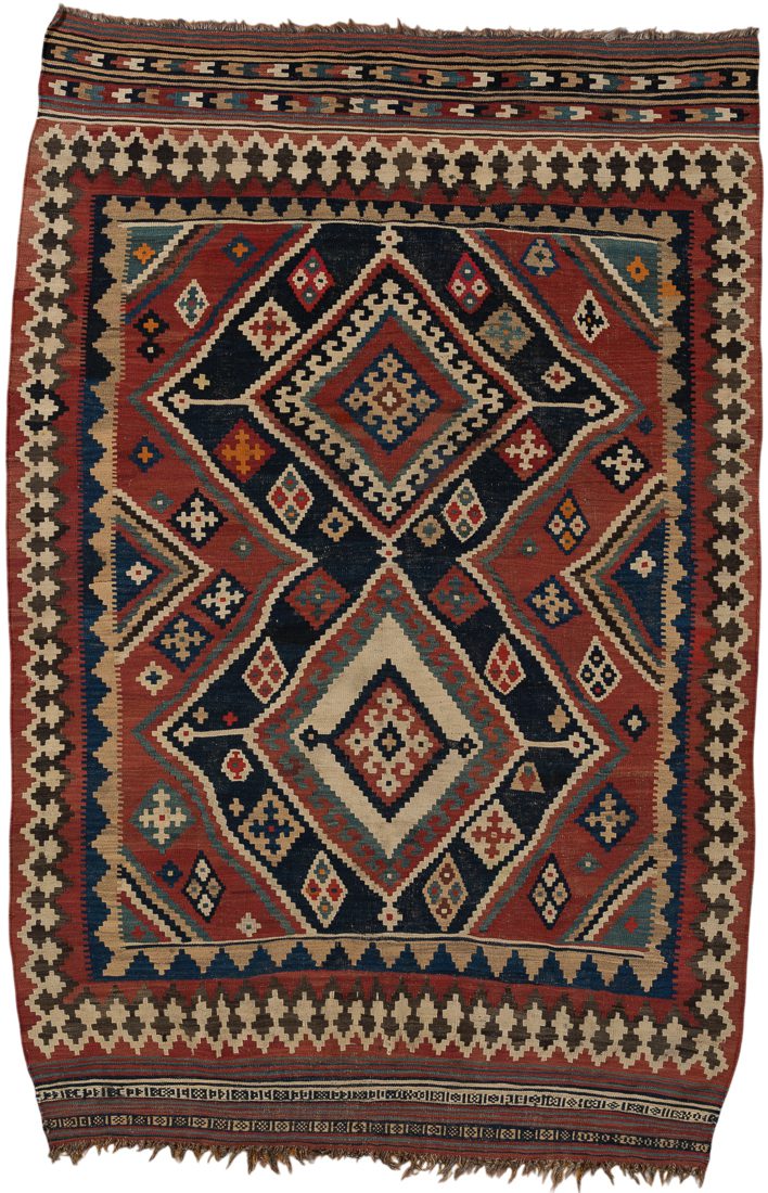 Antique Persian Qashqai Kilim Handwoven Rug
